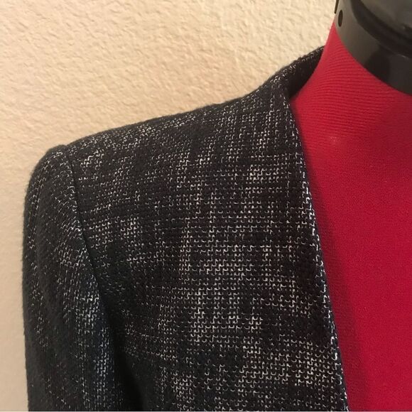 Coldwater Creek Blazer Women Size 10 Navy Tweed Cotton-Linen Blend Open Front - Picture 6 of 12